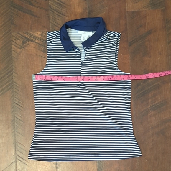 Sincerely Jules Navy and White Striped Sleeveless Polo Top, US XS - Picture 6 of 8